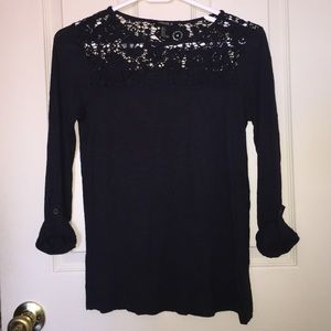 Forever 21 Navy Detailed Long Sleeve Top Women’s S